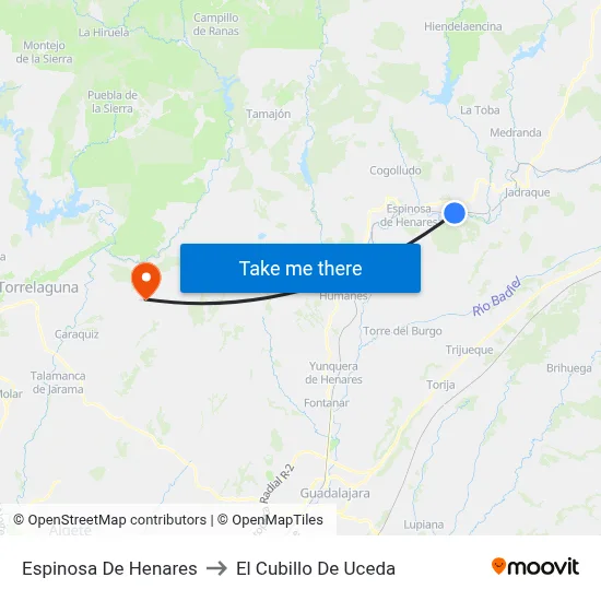 Espinosa De Henares to El Cubillo De Uceda map
