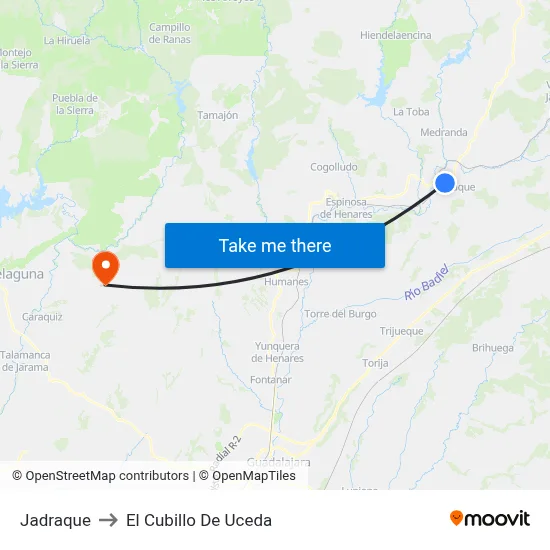Jadraque to El Cubillo De Uceda map