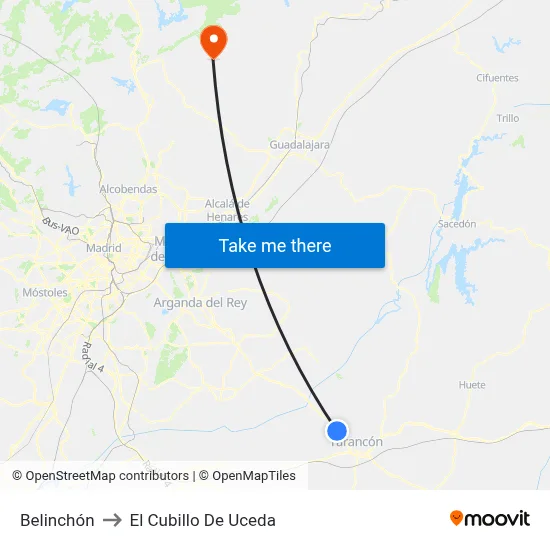 Belinchón to El Cubillo De Uceda map