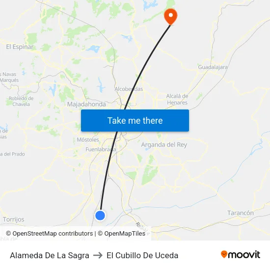 Alameda De La Sagra to El Cubillo De Uceda map