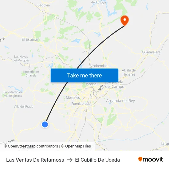 Las Ventas De Retamosa to El Cubillo De Uceda map