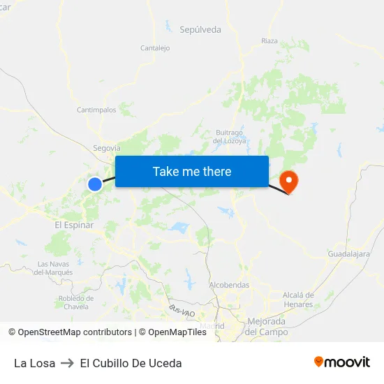 La Losa to El Cubillo De Uceda map
