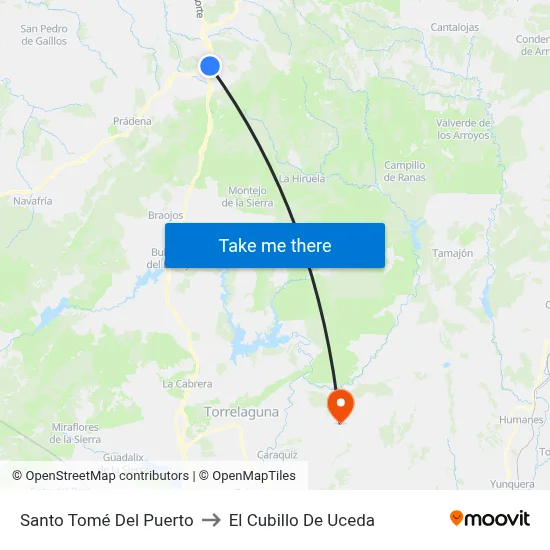 Santo Tomé Del Puerto to El Cubillo De Uceda map