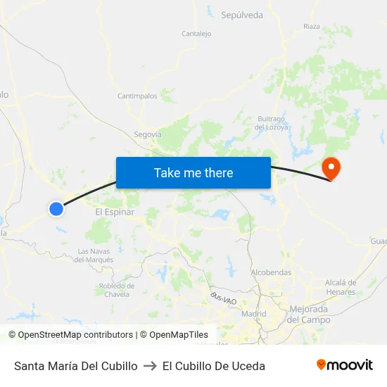 Santa María Del Cubillo to El Cubillo De Uceda map