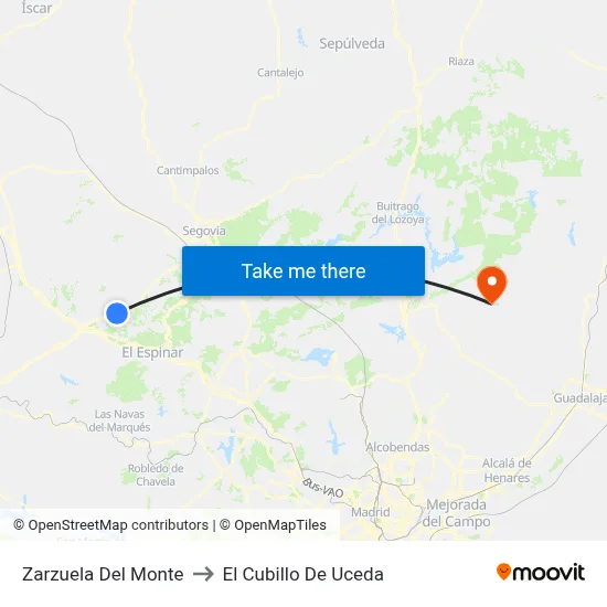 Zarzuela Del Monte to El Cubillo De Uceda map