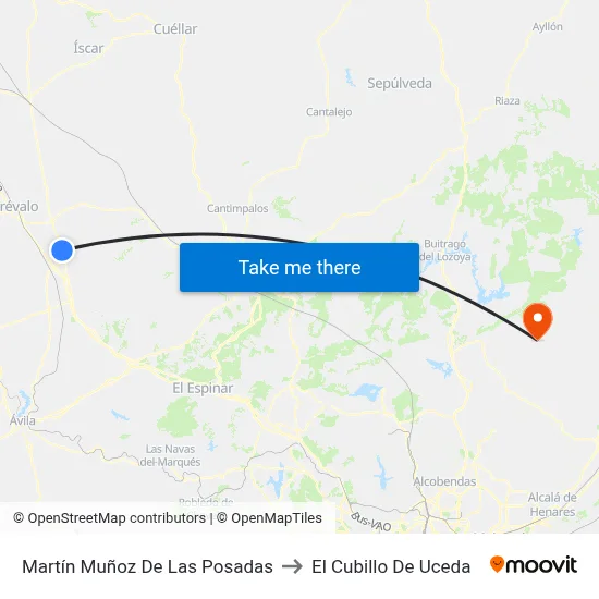 Martín Muñoz De Las Posadas to El Cubillo De Uceda map