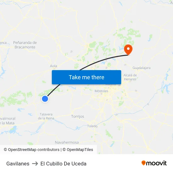 Gavilanes to El Cubillo De Uceda map