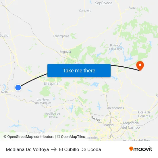 Mediana De Voltoya to El Cubillo De Uceda map