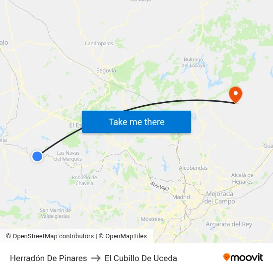 Herradón De Pinares to El Cubillo De Uceda map