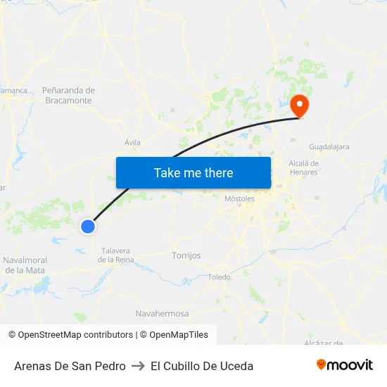 Arenas De San Pedro to El Cubillo De Uceda map