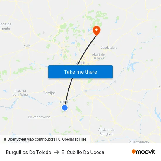 Burguillos De Toledo to El Cubillo De Uceda map