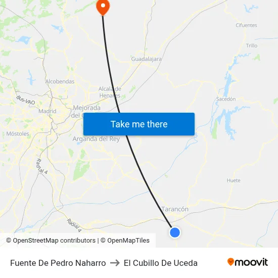 Fuente De Pedro Naharro to El Cubillo De Uceda map