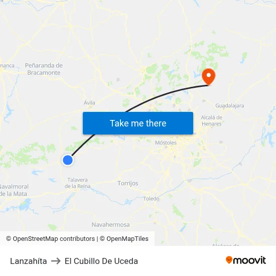 Lanzahíta to El Cubillo De Uceda map