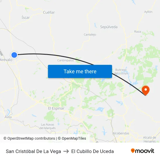 San Cristóbal De La Vega to El Cubillo De Uceda map