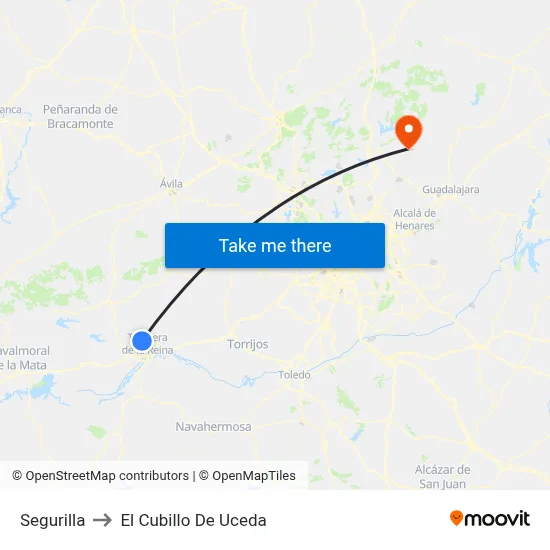 Segurilla to El Cubillo De Uceda map