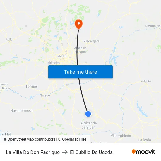 La Villa De Don Fadrique to El Cubillo De Uceda map