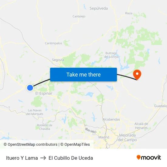 Ituero Y Lama to El Cubillo De Uceda map