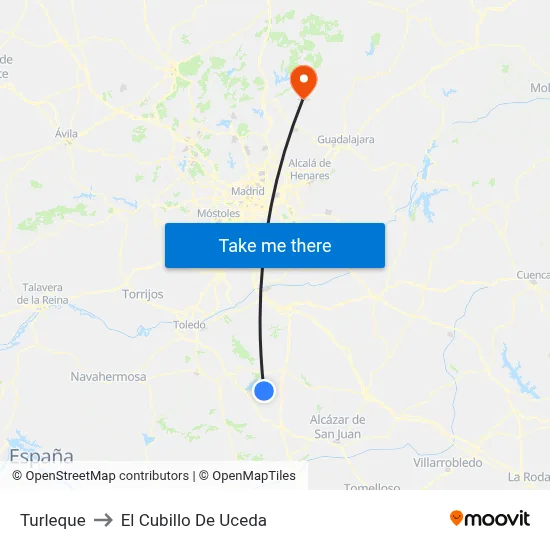 Turleque to El Cubillo De Uceda map