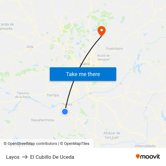Layos to El Cubillo De Uceda map