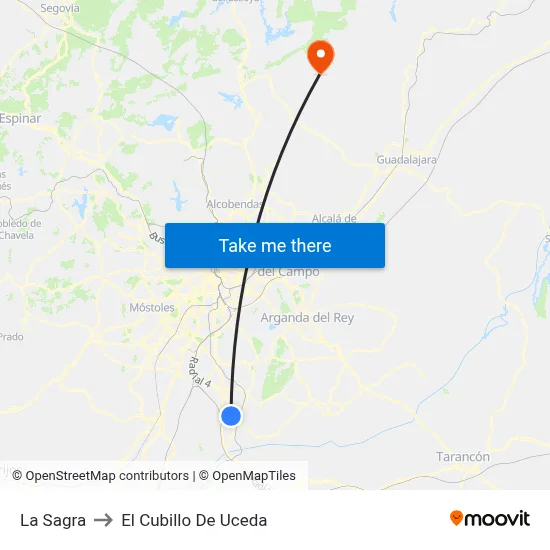La Sagra to El Cubillo De Uceda map