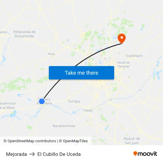 Mejorada to El Cubillo De Uceda map
