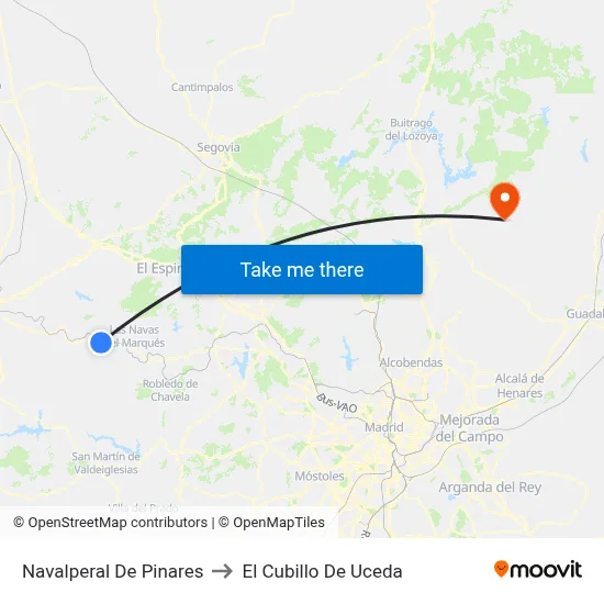 Navalperal De Pinares to El Cubillo De Uceda map