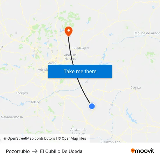 Pozorrubio to El Cubillo De Uceda map