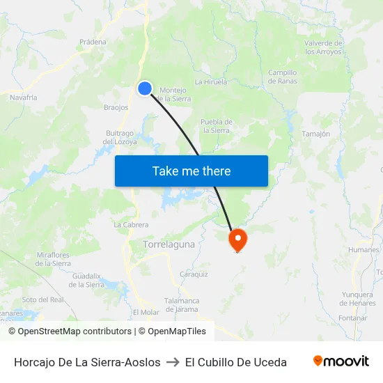 Horcajo De La Sierra-Aoslos to El Cubillo De Uceda map