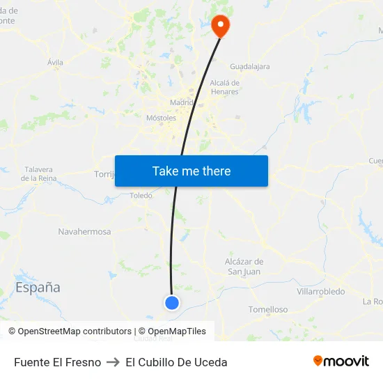 Fuente El Fresno to El Cubillo De Uceda map