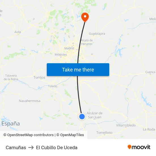 Camuñas to El Cubillo De Uceda map