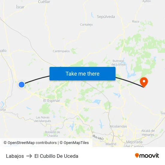 Labajos to El Cubillo De Uceda map