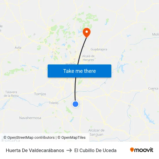 Huerta De Valdecarábanos to El Cubillo De Uceda map