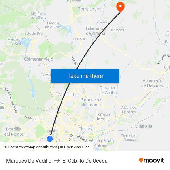 Marqués De Vadillo to El Cubillo De Uceda map