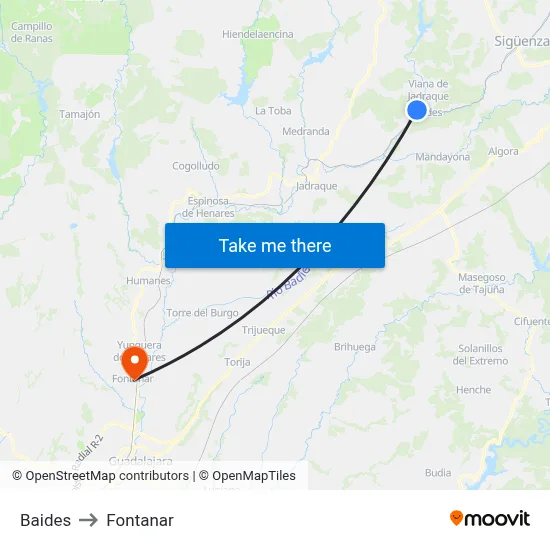 Baides to Fontanar map