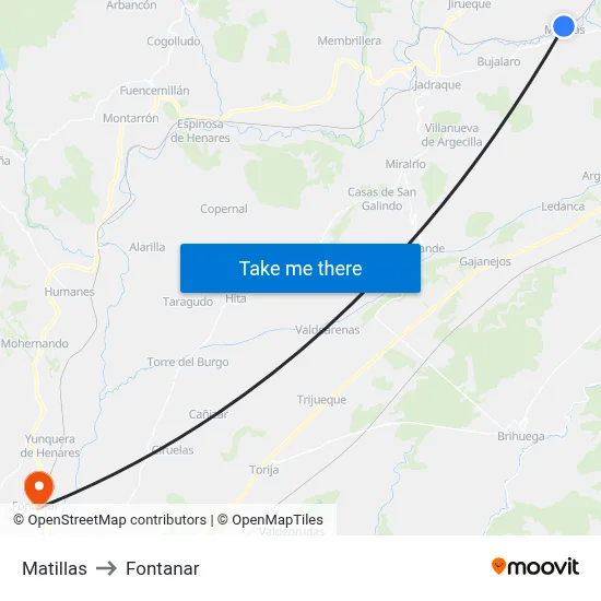 Matillas to Fontanar map
