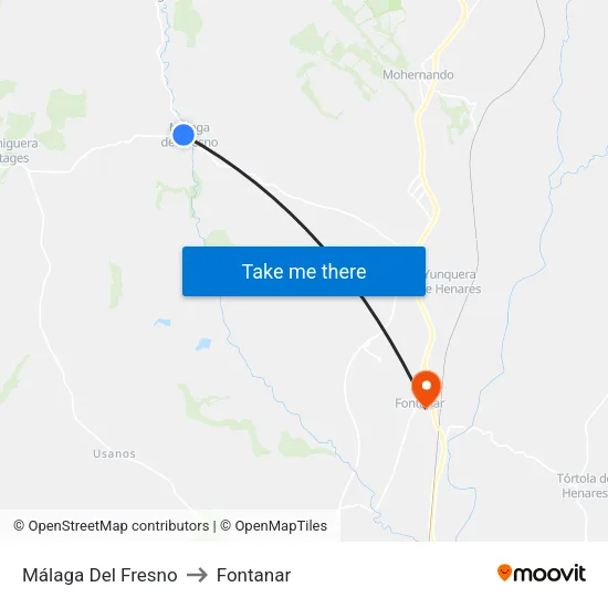 Málaga Del Fresno to Fontanar map