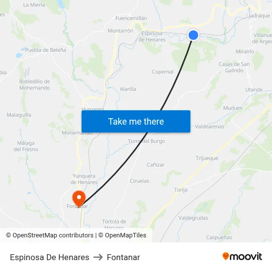 Espinosa De Henares to Fontanar map