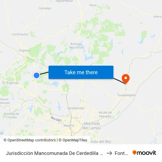 Jurisdicción Mancomunada De Cerdedilla Y Navacerrada to Fontanar map