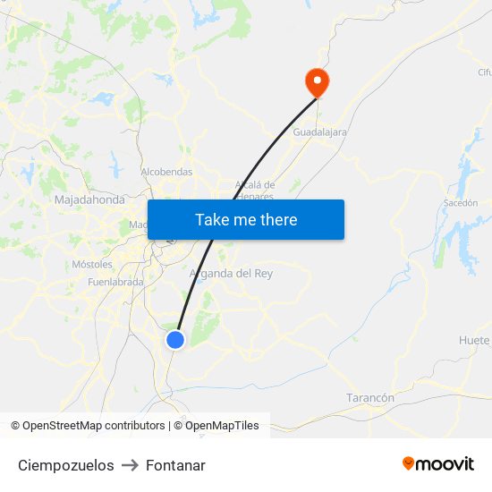 Ciempozuelos to Fontanar map