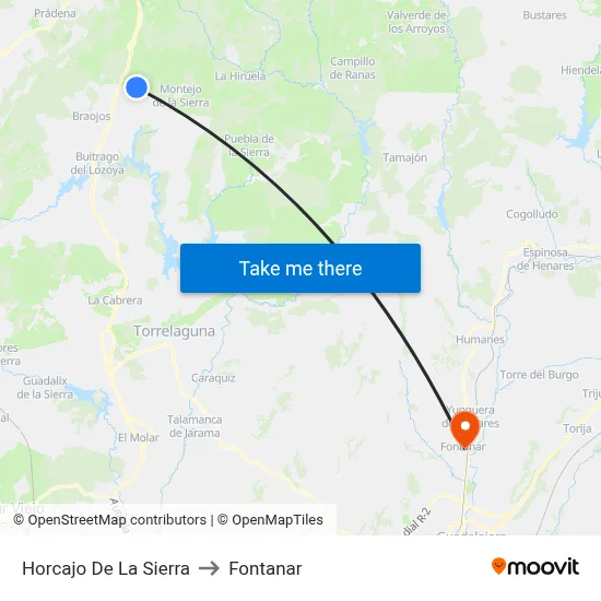 Horcajo De La Sierra to Fontanar map