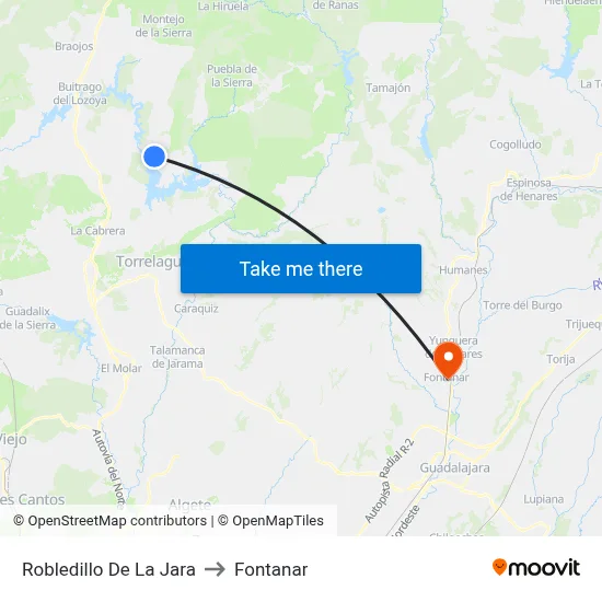 Robledillo De La Jara to Fontanar map