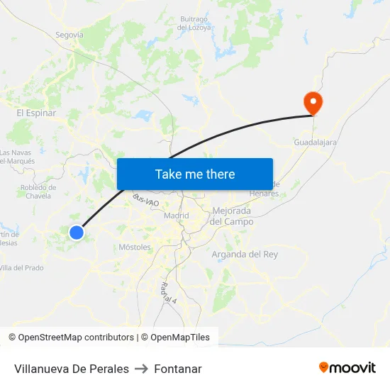 Villanueva De Perales to Fontanar map