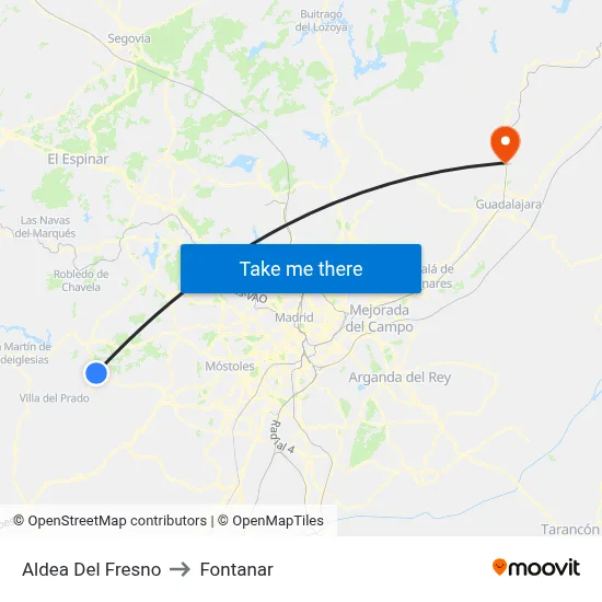 Aldea Del Fresno to Fontanar map