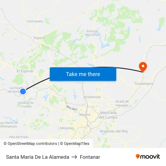 Santa María De La Alameda to Fontanar map