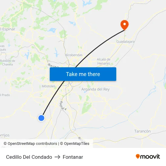Cedillo Del Condado to Fontanar map