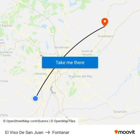 El Viso De San Juan to Fontanar map