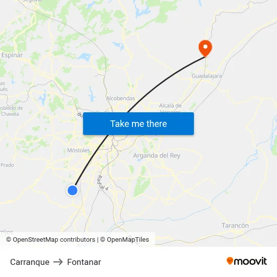 Carranque to Fontanar map