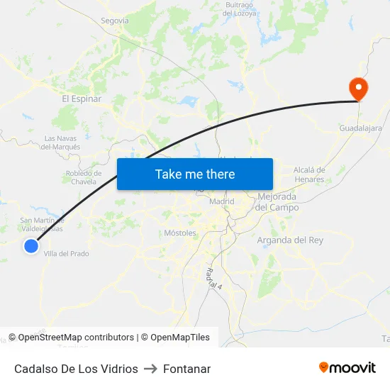 Cadalso De Los Vidrios to Fontanar map