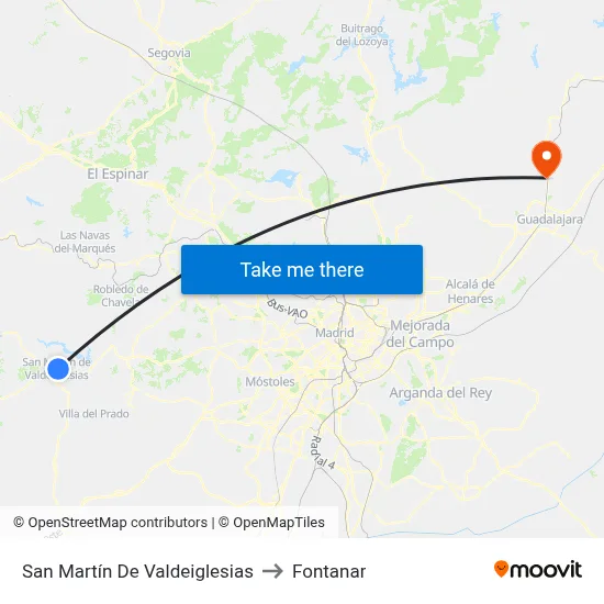 San Martín De Valdeiglesias to Fontanar map