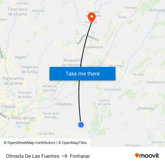 Olmeda De Las Fuentes to Fontanar map